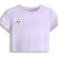 Female Baby Tee | Cropped Fit | Cotton Spandex Blend | Stretchy & Breathable | Women | Personalized | Typography | Meditation | Yoga Philosophy | Self-Care | Peaceful | Zen State Of Mind - right pocket - Lavender - mockup 4