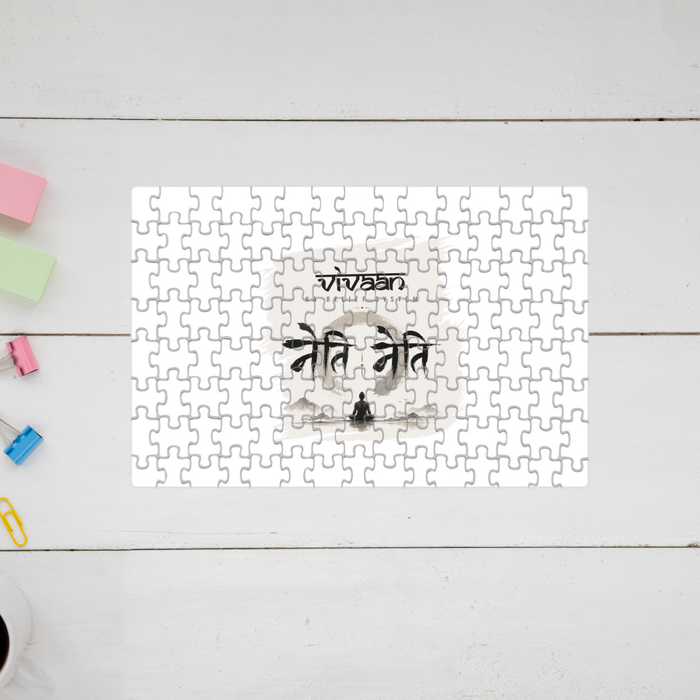 Jigsaw Puzzle | 120 Pieces A4 Size | Recycled Paper Semi-Glossy Finish | Fade-Proof Engaging Entertainment | Unisex | Personalized | Typography | Meditation | Yoga Philosophy | Self-Care | Peaceful | Zen State Of Mind - front - mockup 1