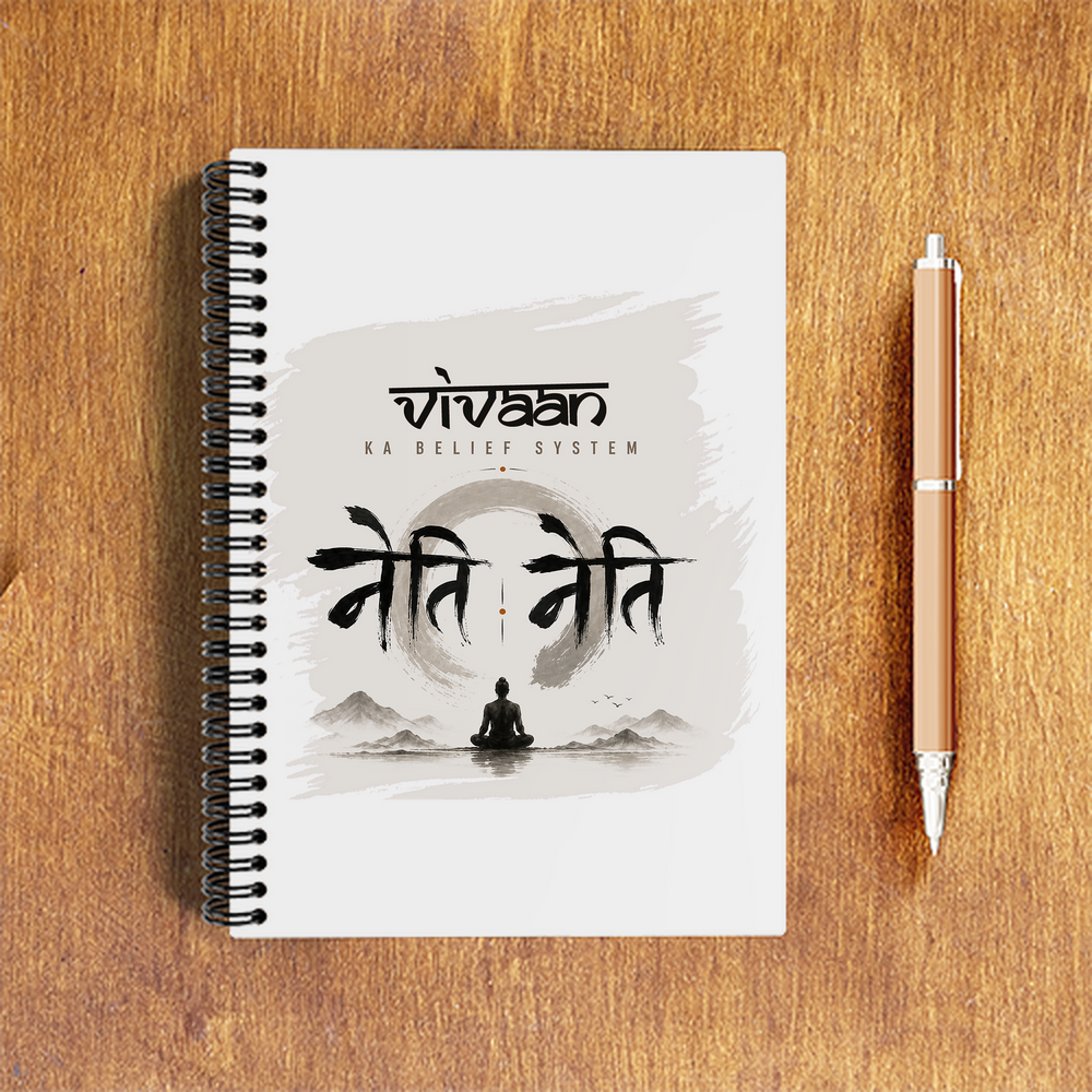 A5 Notepad | 120 Pages, Ruled/Unruled | 70 GSM Natural Shade Paper, 300 GSM Cover | Wire Bound | Everyday Use | Personalized | Typography | Meditation | Yoga Philosophy | Self-Care | Peaceful | Zen State Of Mind - front - White - mockup 1
