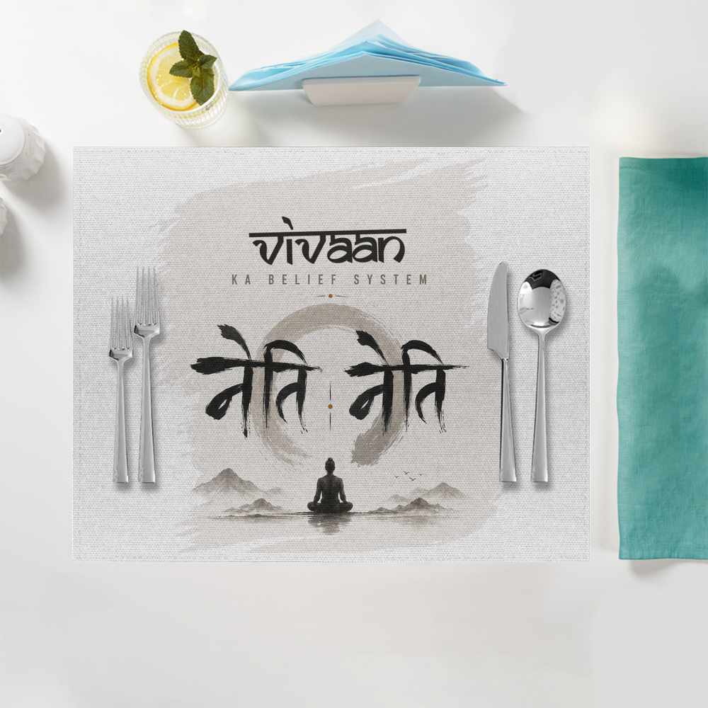 Placemat | Standard Dining | 100% Polyester | Durable, Fade-Proof, Soft | Unisex | Personalized | Typography | Meditation | Yoga Philosophy | Self-Care | Peaceful | Zen State Of Mind - front - White - mockup 1