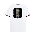Ringer T-Shirt | Unisex Fit | 100% Cotton | Bio-Washed, Pre-Shrunk, Rib Neck | Adults | Personalized | Typography | Identity | Individuality | Self | Empowering | Born To Be Unique - back - Maroon off white - mockup 2