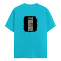 Male Classic Crew T-Shirt | Men's Regular Fit | 180 GSM Bio-Washed Cotton | Pre-Shrunk, Double-Stitched | Personalized | Typography | Identity | Individuality | Self | Empowering | Born To Be Unique - back - SkyBlue - mockup 2