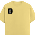Male Classic Crew T-Shirt | Men's Regular Fit | 180 GSM Bio-Washed Cotton | Pre-Shrunk, Double-Stitched | Personalized | Typography | Identity | Individuality | Self | Empowering | Born To Be Unique - right pocket - Yellow - mockup 4