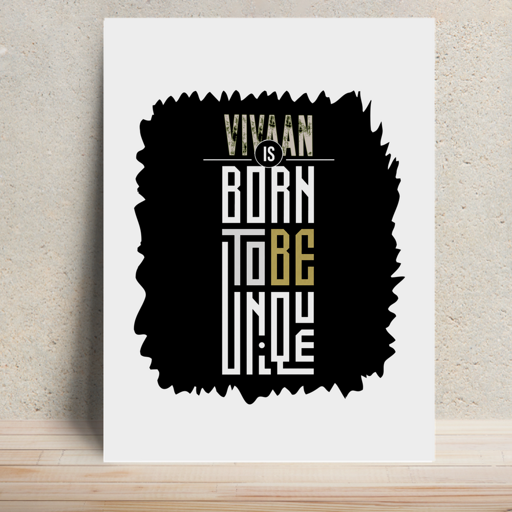 Metal Posters | 8x11.7 & 11.7x15.7 Inches | 1mm Thick Metal | Magnetic Mount | Waterproof | Glossy Finish | Home Decor | Personalized | Typography | Identity | Individuality | Self | Empowering | Born To Be Unique - front - White - mockup 1