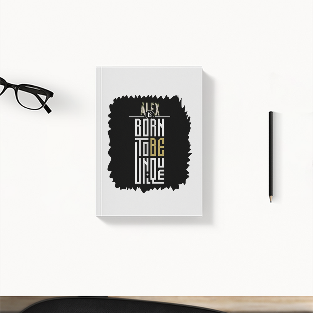 Daily Planner | 3-Month Undated | Soft-Bound | 204 Pages, Dotted Notes | Unisex Adult | Personalized | Typography | Identity | Individuality | Self | Empowering | Born To Be Unique - front - White - mockup 1