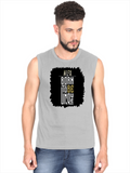 Male Sleeveless T-Shirt | Regular Fit Men | 180 GSM Bio-Washed Cotton Blend | Pre-Shrunk, Double-Stitched | Personalized | Typography | Identity | Individuality | Self | Empowering | Born To Be Unique - front - Grey Melange - mockup 1