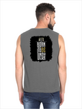 Male Sleeveless T-Shirt | Regular Fit Men | 180 GSM Bio-Washed Cotton Blend | Pre-Shrunk, Double-Stitched | Personalized | Typography | Identity | Individuality | Self | Empowering | Born To Be Unique - back - Charcoal Melange - mockup 2