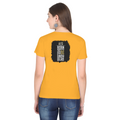 Female Classic Crew T-Shirt | Regular Fit | 180 GSM Bio-Washed Cotton Blend | Pre-Shrunk, Double-Stitched | Women | Personalized | Typography | Identity | Individuality | Self | Empowering | Born To Be Unique - back - Golden Yellow - mockup 2