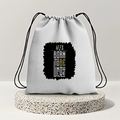 Drawstring Bag | 280 GSM | Durable Cotton | Secure Closure | Unisex | Personalized | Typography | Identity | Individuality | Self | Empowering | Born To Be Unique - front - mockup 1