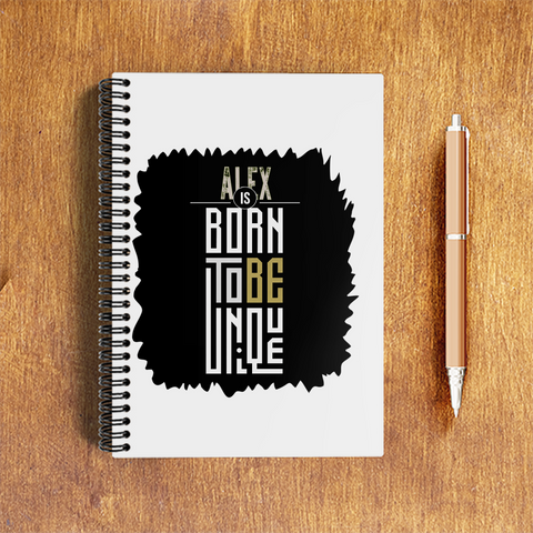A5 Notepad | 120 Pages, Ruled/Unruled | 70 GSM Natural Shade Paper, 300 GSM Cover | Wire Bound | Everyday Use | Personalized | Typography | Identity | Individuality | Self | Empowering | Born To Be Unique - front - White - mockup 1