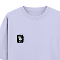 Oversized Standard T-Shirt | Unisex Relaxed Fit | 100% Super Combed Cotton | Soft, Breathable, Durable | Adult | Personalized | Typography | Humor | Pop Culture | Everyday | Sarcastic | Talk To The Hand - left pocket - Lavender - mockup 3
