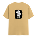 Male Classic Crew T-Shirt | Men's Regular Fit | 180 GSM Bio-Washed Cotton | Pre-Shrunk, Double-Stitched | Personalized | Typography | Humor | Pop Culture | Everyday | Sarcastic | Talk To The Hand - back - Beige - mockup 2