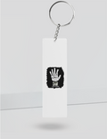 Keychain | Rectangle Square Slim | Durable Acrylic | Fade-Proof Glossy Finish | Unisex | Personalized | Typography | Humor | Pop Culture | Everyday | Sarcastic | Talk To The Hand - back_Slim - White - mockup 6