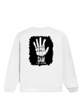 Oversized Sweatshirt | Relaxed Fit Unisex | 90% Cotton 10% Polyester 400 GSM | Pre-Shrunk Drop Shoulder | Unisex | Personalized | Typography | Humor | Pop Culture | Everyday | Sarcastic | Talk To The Hand - back - White - mockup 2