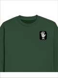 Oversized Sweatshirt | Relaxed Fit Unisex | 90% Cotton 10% Polyester 400 GSM | Pre-Shrunk Drop Shoulder | Unisex | Personalized | Typography | Humor | Pop Culture | Everyday | Sarcastic | Talk To The Hand - left pocket - Bottle Green - mockup 3