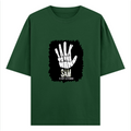 Oversized Classic T-Shirt | Unisex Relaxed Fit | 100% Super-Combed Cotton | Pre-Shrunk, Double-Stitched | Adults | Personalized | Typography | Humor | Pop Culture | Everyday | Sarcastic | Talk To The Hand - front - Bottle Green - mockup 1