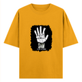 Oversized Classic T-Shirt | Unisex Relaxed Fit | 100% Super-Combed Cotton | Pre-Shrunk, Double-Stitched | Adults | Personalized | Typography | Humor | Pop Culture | Everyday | Sarcastic | Talk To The Hand - front - Golden Yellow - mockup 1