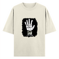 Oversized Classic T-Shirt | Unisex Relaxed Fit | 100% Super-Combed Cotton | Pre-Shrunk, Double-Stitched | Adults | Personalized | Typography | Humor | Pop Culture | Everyday | Sarcastic | Talk To The Hand - front - Off White - mockup 1