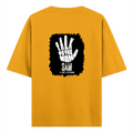 Oversized Classic T-Shirt | Unisex Relaxed Fit | 100% Super-Combed Cotton | Pre-Shrunk, Double-Stitched | Adults | Personalized | Typography | Humor | Pop Culture | Everyday | Sarcastic | Talk To The Hand - back - Golden Yellow - mockup 2