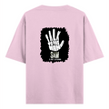 Oversized Classic T-Shirt | Unisex Relaxed Fit | 100% Super-Combed Cotton | Pre-Shrunk, Double-Stitched | Adults | Personalized | Typography | Humor | Pop Culture | Everyday | Sarcastic | Talk To The Hand - back - Light Baby Pink - mockup 2