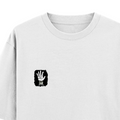 Oversized Classic T-Shirt | Unisex Relaxed Fit | 100% Super-Combed Cotton | Pre-Shrunk, Double-Stitched | Adults | Personalized | Typography | Humor | Pop Culture | Everyday | Sarcastic | Talk To The Hand - left pocket - White - mockup 3