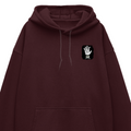 Oversized Hoodie | Relaxed Fit Unisex | 400 GSM Cotton Blend | Pre-Shrunk Warmth & Comfort | Adults | Personalized | Typography | Humor | Pop Culture | Everyday | Sarcastic | Talk To The Hand - left pocket - Maroon - mockup 3
