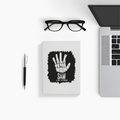 Notebook Journal | A5 Size | 300 GSM Cover, 70 GSM Eco-Friendly Pages | Soft Bound, Ruled/Unruled | Unisex | Personalized | Typography | Humor | Pop Culture | Everyday | Sarcastic | Talk To The Hand - front - White - mockup 1