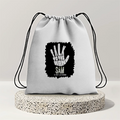 Drawstring Bag | 280 GSM | Durable Cotton | Secure Closure | Unisex | Personalized | Typography | Humor | Pop Culture | Everyday | Sarcastic | Talk To The Hand - back - mockup 2