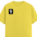 Female Classic Crew T-Shirt | Regular Fit | 180 GSM Bio-Washed Cotton Blend | Pre-Shrunk, Double-Stitched | Women | Personalized | Typography | Humor | Pop Culture | Everyday | Sarcastic | Talk To The Hand - right pocket - New Yellow - mockup 4