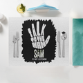Placemat | Standard Dining | 100% Polyester | Durable, Fade-Proof, Soft | Unisex | Personalized | Typography | Humor | Pop Culture | Everyday | Sarcastic | Talk To The Hand - front - White - mockup 1