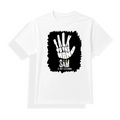 Unisex Jersey T-Shirt | Adults | Polyester Honeycomb Mesh | Breathable, Quick-Dry | Unisex Fit | Personalized | Typography | Humor | Pop Culture | Everyday | Sarcastic | Talk To The Hand - front - mockup 1