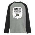 Male Raglan T-Shirt | Men's Regular Fit | 180 GSM Bio-Washed Fabric | Double Stitched, Ribbed Neck | Personalized | Typography | Humor | Everyday | Humorous | Boring Without Me - back - mockup 2
