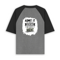Unisex Oversized Raglan T-Shirt | Relaxed Fit | 180 GSM Bio-Washed Cotton | Two-Tone Design | Soft Comfort | Personalized | Typography | Humor | Everyday | Humorous | Boring Without Me - back - mockup 2