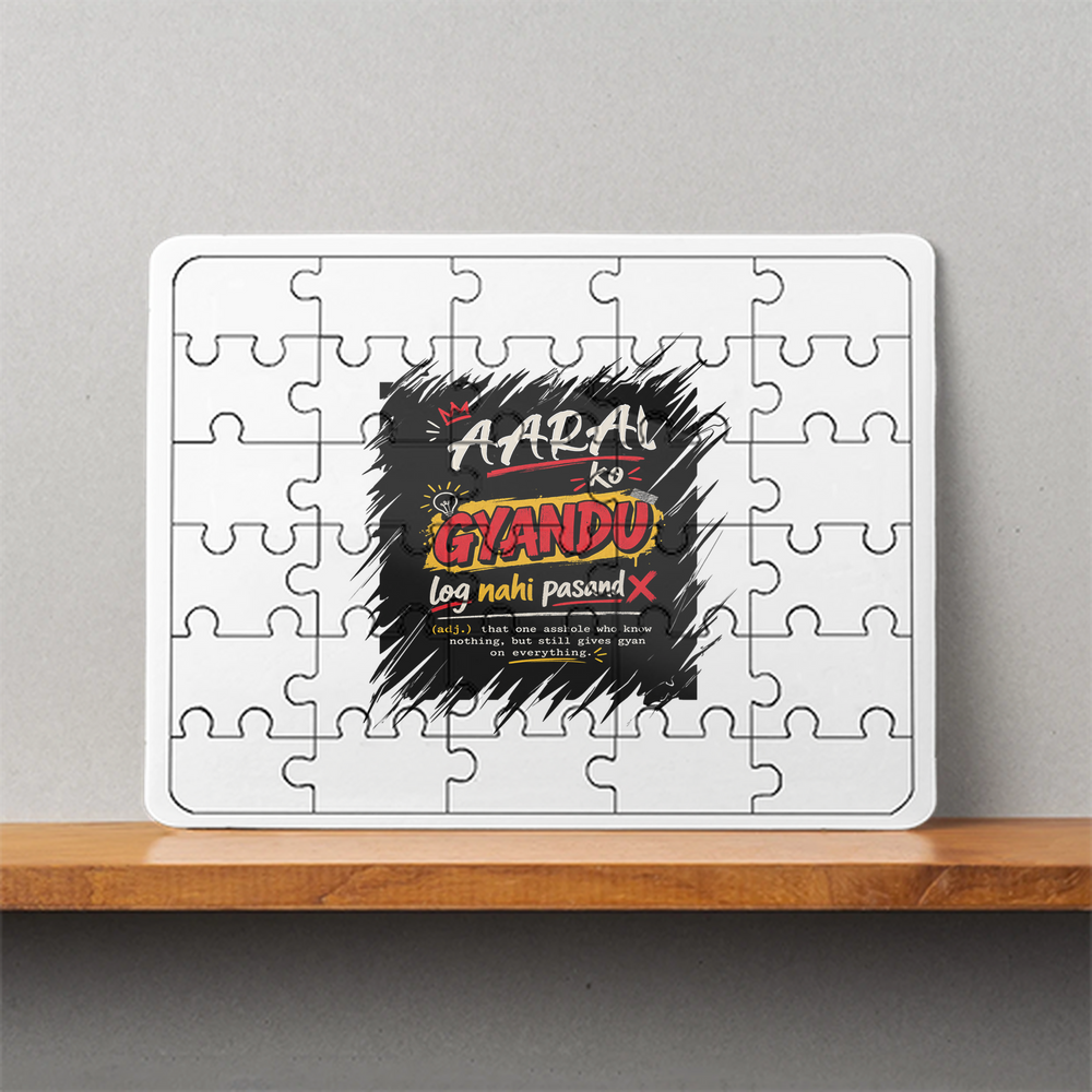 MDF Wooden Puzzle | 6x8 Inch 30 Pieces | Glossy Finish | Durable, Waterproof | Kids & Adults | Personalized | Typography | Social Observations | Everyday | Humorous | Desi Smart Vibes - front - White - mockup 1