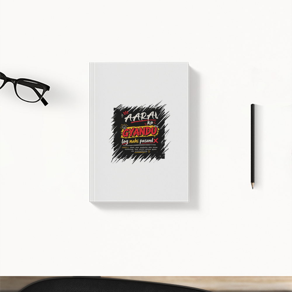 Daily Planner | 3-Month Undated | Soft-Bound | 204 Pages, Dotted Notes | Unisex Adult | Personalized | Typography | Social Observations | Everyday | Humorous | Desi Smart Vibes - front - White - mockup 1