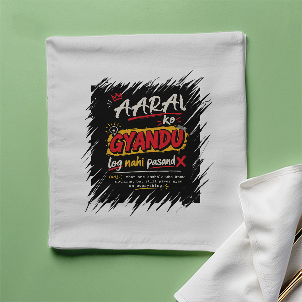 Cloth Napkin | Standard Dining Size | 100% Polyester | Soft, Durable, Hemmed | Unisex | Personalized | Typography | Social Observations | Everyday | Humorous | Desi Smart Vibes - front - White - mockup 1