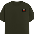 Male Classic Crew T-Shirt | Men's Regular Fit | 180 GSM Bio-Washed Cotton | Pre-Shrunk, Double-Stitched | Personalized | Typography | Social Observations | Everyday | Humorous | Desi Smart Vibes - left pocket - Olive Green - mockup 3