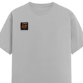 Male Classic Crew T-Shirt | Men's Regular Fit | 180 GSM Bio-Washed Cotton | Pre-Shrunk, Double-Stitched | Personalized | Typography | Social Observations | Everyday | Humorous | Desi Smart Vibes - right pocket - Grey Melange - mockup 4