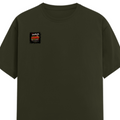 Male Classic Crew T-Shirt | Men's Regular Fit | 180 GSM Bio-Washed Cotton | Pre-Shrunk, Double-Stitched | Personalized | Typography | Social Observations | Everyday | Humorous | Desi Smart Vibes - right pocket - Olive Green - mockup 4