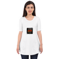 Maternity T-Shirt Dress | Women's Regular Fit | Bio-Washed Cotton Blend | Double-Stitched Comfort | Female | Personalized | Typography | Social Observations | Everyday | Humorous | Desi Smart Vibes - front - White - mockup 1