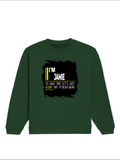 Oversized Sweatshirt | Relaxed Fit Unisex | 90% Cotton 10% Polyester 400 GSM | Pre-Shrunk Drop Shoulder | Unisex | Personalized | Typography | Sarcasm | Self-confidence | Everyday | Assertive | I’m Never Wrong - front - Bottle Green - mockup 1