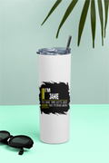 Tumbler Bottle | 20oz Capacity | Stainless Steel | Double-Wall Insulated, Splash-Proof Lid, Metal Straw | Everyday Use | Personalized | Typography | Sarcasm | Self-confidence | Everyday | Assertive | I’m Never Wrong - front - White - mockup 1