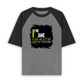 Unisex Oversized Raglan T-Shirt | Relaxed Fit | 180 GSM Bio-Washed Cotton | Two-Tone Design | Soft Comfort | Personalized | Typography | Sarcasm | Self-confidence | Everyday | Assertive | I’m Never Wrong - front - mockup 1