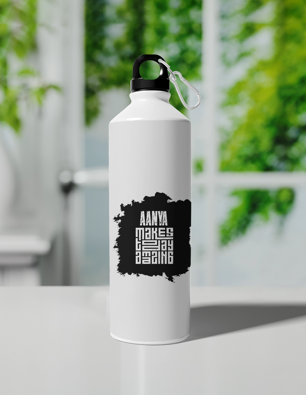 Sipper Bottle | 750 ml Unisex | Aluminum | Clip Cap | Fade-Proof | Personalized | Typography | Positivity | Self-empowerment | Everyday | Uplifting - front - White - mockup 1