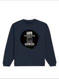 Oversized Sweatshirt | Relaxed Fit Unisex | 90% Cotton 10% Polyester 400 GSM | Pre-Shrunk Drop Shoulder | Unisex | Personalized | Typography | Courage | Ambition | Self-purchase | Empowering | Courage To Conquer - front - Navy Blue - mockup 1