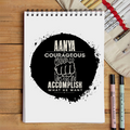 Sketchbook | A5 Size | 140 GSM Paper | Spiral Bound | Unisex | Personalized | Typography | Courage | Ambition | Self-purchase | Empowering | Courage To Conquer - front - White - mockup 1