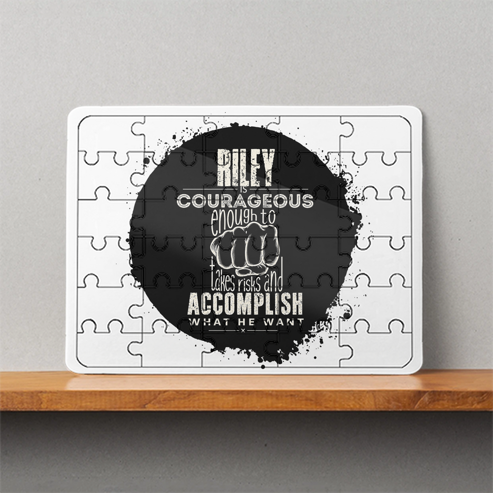 MDF Wooden Puzzle | 6x8 Inch 30 Pieces | Glossy Finish | Durable, Waterproof | Kids & Adults | Personalized | Typography | Courage | Ambition | Self-purchase | Empowering | Courage To Conquer - front - White - mockup 1