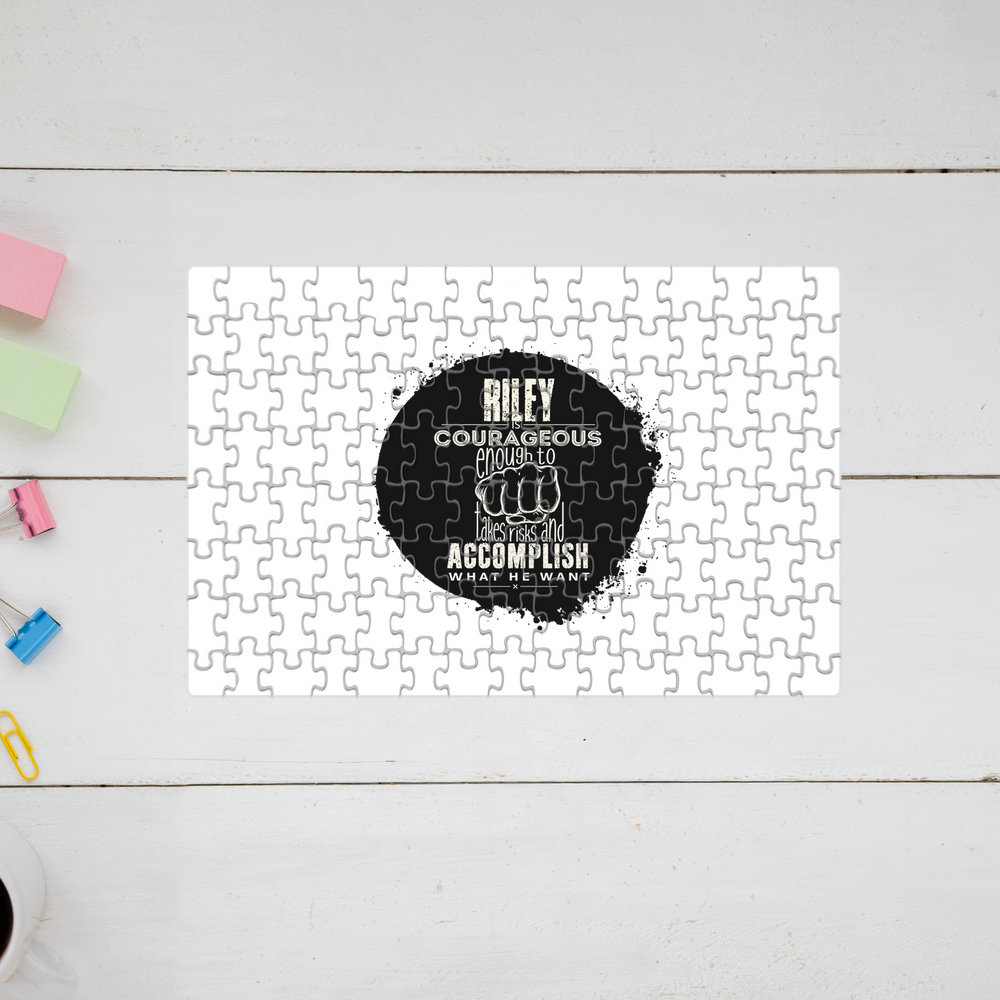 Jigsaw Puzzle | 120 Pieces A4 Size | Recycled Paper Semi-Glossy Finish | Fade-Proof Engaging Entertainment | Unisex | Personalized | Typography | Courage | Ambition | Self-purchase | Empowering | Courage To Conquer - front - mockup 1