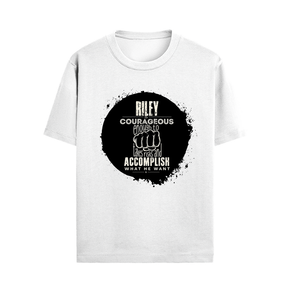 Male Standard Crew T-Shirt | Regular Fit | 100% Cotton (180 GSM) | Breathable, Durable | Men's | Personalized | Typography | Courage | Ambition | Self-purchase | Empowering | Courage To Conquer - front - White - mockup 1