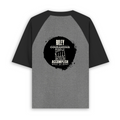 Unisex Oversized Raglan T-Shirt | Relaxed Fit | 180 GSM Bio-Washed Cotton | Two-Tone Design | Soft Comfort | Personalized | Typography | Courage | Ambition | Self-purchase | Empowering | Courage To Conquer - back - mockup 2
